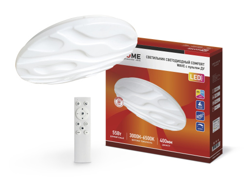 Светильник светодиодный COMFORT WAVE 55Вт 230В 3000-6500K 4400Лм 400x70мм с пультом ДУ IN HOME купить за 0 руб. в Новосибирске