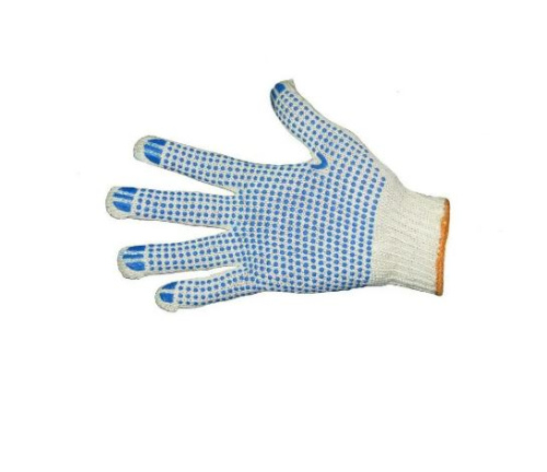 Перчатки х/б с ПВХ 10 класс (6 нитей) белые купить за 37 руб. в Новосибирске