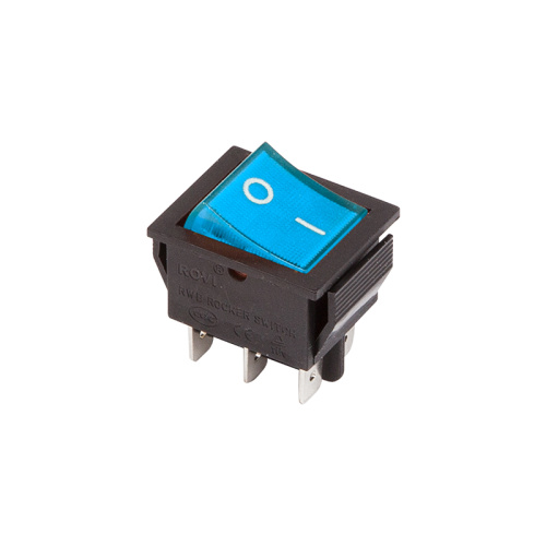 Выключатель клавишный 250V 15А (6с) ON-ON синий  с подсветкой (RWB-506, SC-767)  REXANT купить за 155 руб. в Новосибирске