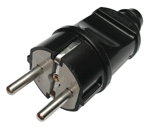 Вилка прямая с заземлением 16А черная 4240 IN HOME купить за 71 руб. в Новосибирске