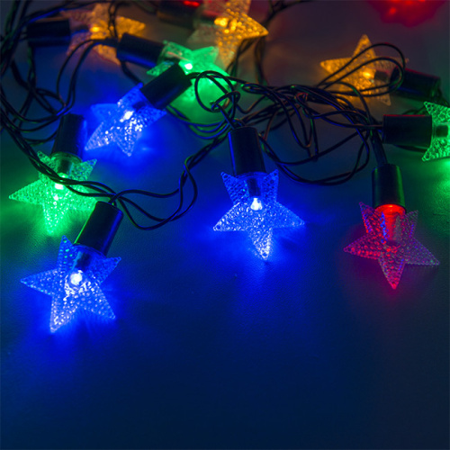 Гирлянда светодиодная "Звездочки", SE-STARS-540M, 5M, 40 LED, мультицвет, черный шнур (1323) купить за 0 руб. в Новосибирске