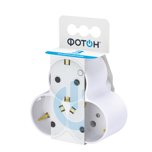 Разветвитель ФОТОН (тройник) АМ 16-3Е,16А заземл. купить за 461 руб. в Новосибирске