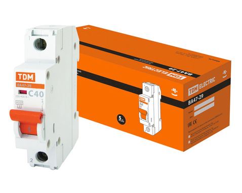 Автоматический выключатель ВА47-29 1Р 40А 4,5кА х-ка С TDM (SQ0206-0078) купить за 184 руб. в Новосибирске