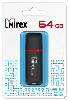 USB 2.0 Mirex  KNIGHT BLACK (64Gb) ecopack купить за 732 руб. в Новосибирске