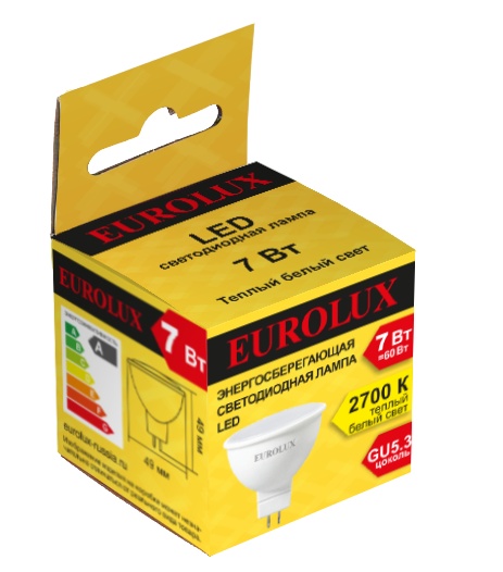 Лампа светодиодная LL-E-MR16-7W-230-4K-GU5.3 (рефлектор, 7Вт, нейтр., GU5.3) Eurolux, 76/2/24 купить за 82 руб. в Новосибирске