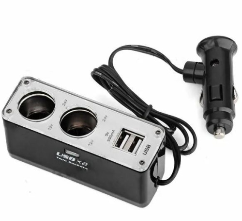 Разветвитель WF-0023 авто от прикуривателя 2гн.+USB*2 с удлинителем черный купить за 0 руб. в Новосибирске