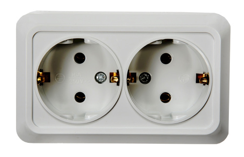 Розетка двойная с заземлением BOLLETO белая накладная 7128 IN HOME купить за 140 руб. в Новосибирске