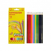 Карандаши цветные КАЛЯКА МАЛЯКА, 12 цветов, дерево, шестигранные, картонная упаковка, арт. ККМ12, ГОИ060 купить за 0 руб. в Новосибирске
