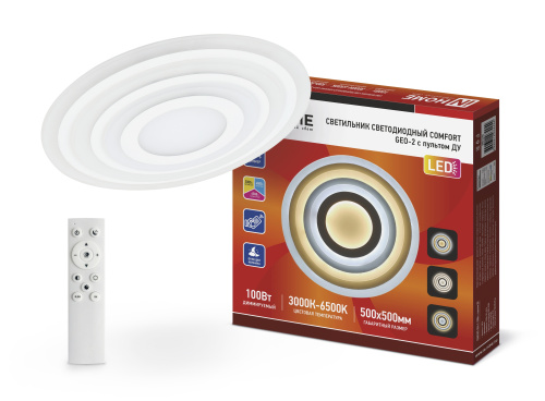 Светильник светодиодный COMFORT GEO-2 100Вт 230В 3000-6500К 7000Лм 500x55мм с пультом ДУ IN HOME купить за 0 руб. в Новосибирске