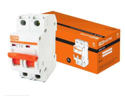 Автоматический выключатель ВА47-29 2Р 10А 4,5кА х-ка С TDM (SQ0206-0091) купить за 543 руб. в Новосибирске
