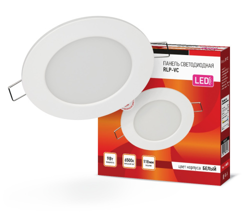 Панель светодиодная круглая RLP-VC 9Вт 230В 6500К 630Лм 118мм белая IP40 IN HOME купить за 152 руб. в Новосибирске