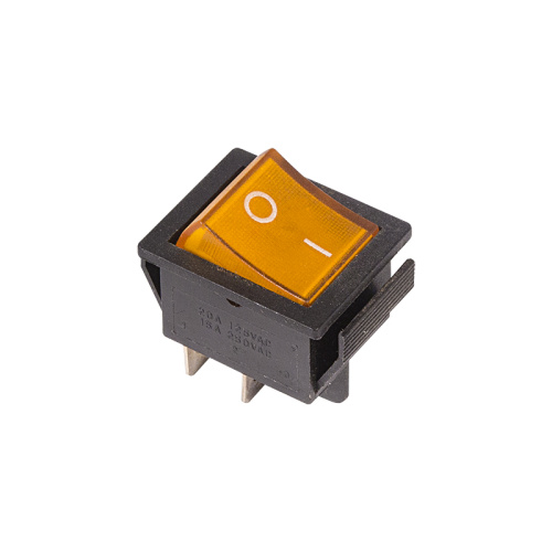 Выключатель клавишный 250V 16А (4с) ON-OFF желтый  с подсветкой (RWB-502) REXANT купить за 132 руб. в Новосибирске
