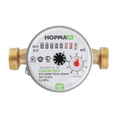 Счетчик для воды УНИВЕРСАЛЬНЫЙ d=15мм L=110мм мет.корпус, 6лет (без штуцеров) антимагн.защ. обр.клапан, тов-169851 купить за 0 руб. в Новосибирске