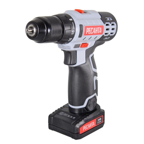 Шуруповерт аккумуляторный ДА-24-2ЛК Ресанта, (Li-ion, 60Нм) 2скорости, кейс, 2 аккум, 75/14/7 купить за 7&nbsp;273 руб. в Новосибирске