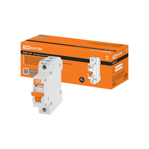 Автоматический выключатель ВА47-29 1Р 50А 4,5кА х-ка С TDM (SQ0206-0079) купить за 389 руб. в Новосибирске