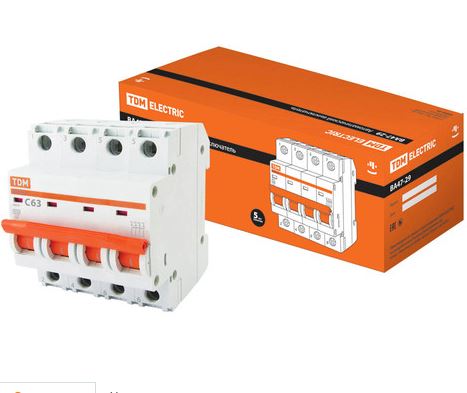 Автоматический выключатель ВА47-29 4P 63А 4,5кА х-ка С TDM (SQ0206-0131) купить за 944 руб. в Новосибирске