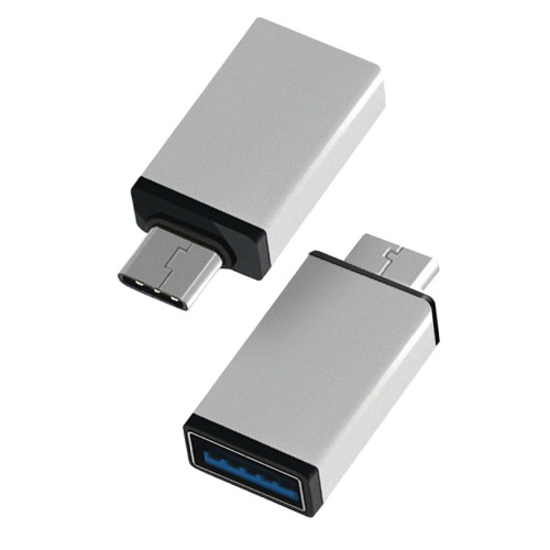Переходник USB Type-C 3.1 - USB А 3.0, (шт/гн), серебряный, Атом, 31046 купить за 129 руб. в Новосибирске