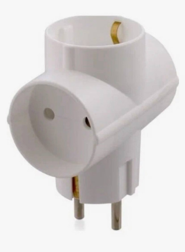 Тройник белый универсальный с з/к Викей, максимум 800Вт!!! купить за 168 руб. в Новосибирске