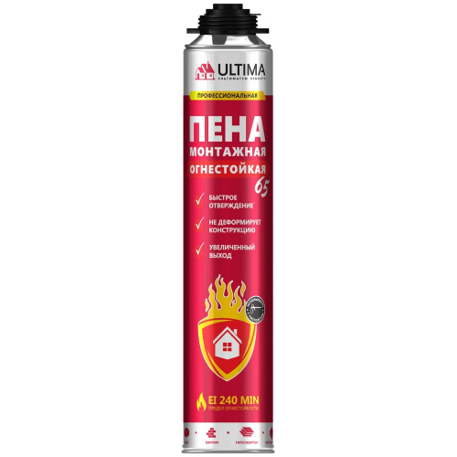 Монтажная пена профессиональная ULTIMA PRO 65 ОГНЕСТОЙКАЯ, 850 мл, UPROFR65 купить за 0 руб. в Новосибирске