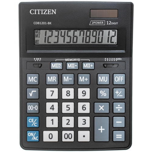 Калькулятор настольный ПОЛНОРАЗМЕРНЫЙ CITIZEN BusinessL CDB1201-BK 12р.Черный, размер 205x155x35 мм, 480259 купить за 0 руб. в Новосибирске