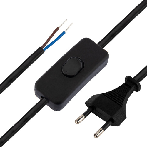 Сетевой шнур с выключателем 2х0,75 мм², 1,8 м черный REXANT купить за 210 руб. в Новосибирске