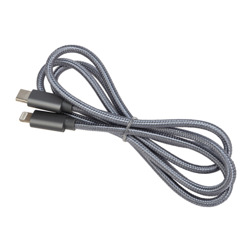 Кабель Type-C – Lightning для Apple, 3А, 1м, в нейлоновой серой оплетке, Power Delivery REXANT купить за 383 руб. в Новосибирске
