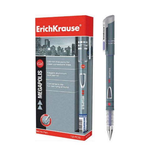 Ручка гел. 0.4, Erich Krause, MEGAPOLIS GEL, ц/ч синий, корп. пласт., цвет корп. стальной, арт.92,  ГЛЛ138 купить за 94 руб. в Новосибирске