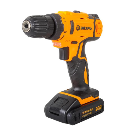 Дрель-шуруповерт аккумуляторная ДА-20Л-2КА с набором оснастки 65 предметов Вихрь, шт, 72/14/36 купить за 4&nbsp;845 руб. в Новосибирске