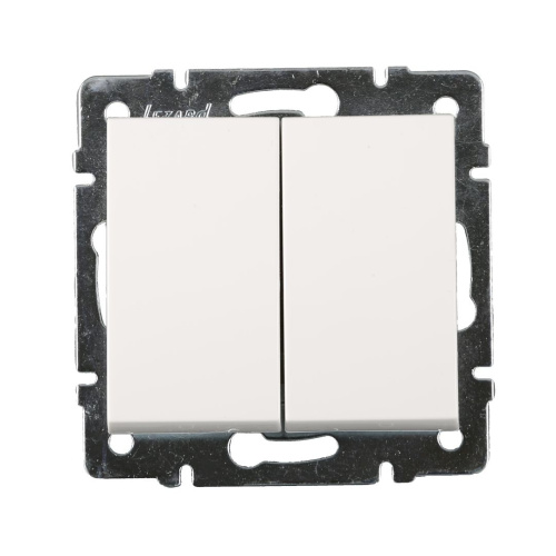 703-0288-101 RAIN Выключатель двойной LEZARD белый  купить за 290 руб. в Новосибирске