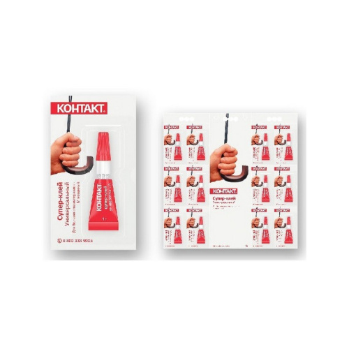Супер-клей  "Контакт",  (12 штук на карте)  1 грамм купить за 63 руб. в Новосибирске