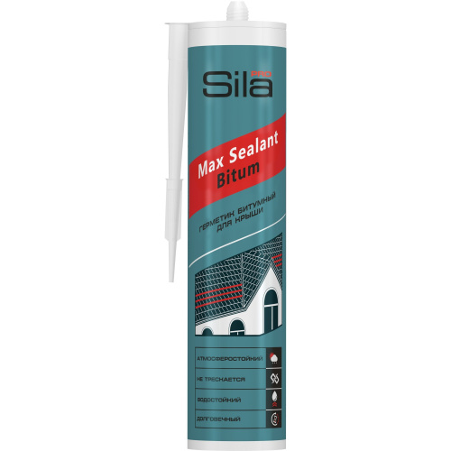 Герметик битумный для крыши, Sila PRO Max Sealant, Bitum, 280мл  (1 уп - 12 шт), SSBBR280 купить за 397 руб. в Новосибирске