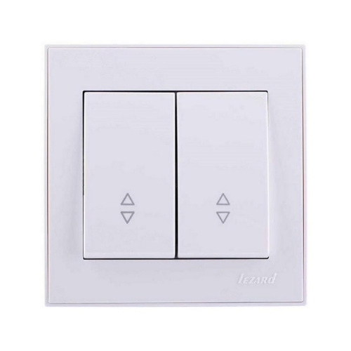 703-0202-106 RAIN Выключатель двойной LEZARD (ПРОХОДНОЙ) белый купить за 434 руб. в Новосибирске