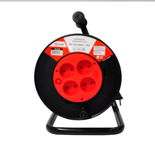 Удлинитель на катушке RN4-0630-SMART с т/з 4-х местн без з\к 6А 30м  8743 IN HOME (1300Вт)  купить за 0 руб. в Новосибирске