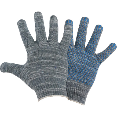 Перчатки трикотажные 10 кл 5ти нитка ПВХ Точка (серый)(1мешок - 200 пар/ упак 10 пар), GL010522 купить за 32 руб. в Новосибирске