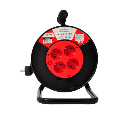 Удлинитель на катушке RG4-1620-SMART с т/з 4-х местн с з/к 16А 20м 8862 IN HOME (3500Вт) купить за 0 руб. в Новосибирске