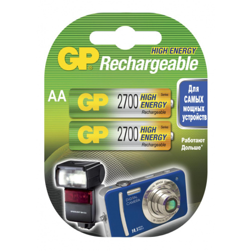 Аккумулятор  GP AA  2700 mA  270AAHC BL-2 NiMH (ЦЕНА за 1 шт) купить за 413 руб. в Новосибирске