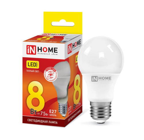 Лампа светодиодная LED-A60-VC  8Вт 230В Е27 3000К 720Лм IN HOME купить за 0 руб. в Новосибирске