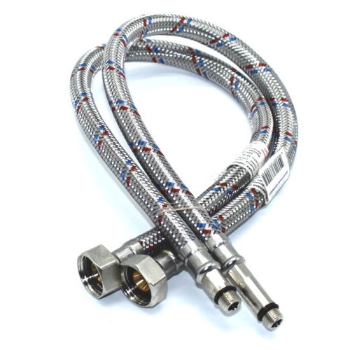 Подводка гибкая д/смесителя сталь нерж. со стальной гайкой, 1/2"хМ10, 60 см (пара), тов-187626 купить за 0 руб. в Новосибирске