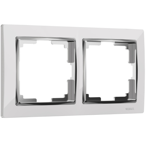 Рамка Snabb на 2 поста (белый/серебро) / WL03-Frame-02-white/silver / W0021901, WERKEL купить за 530 руб. в Новосибирске