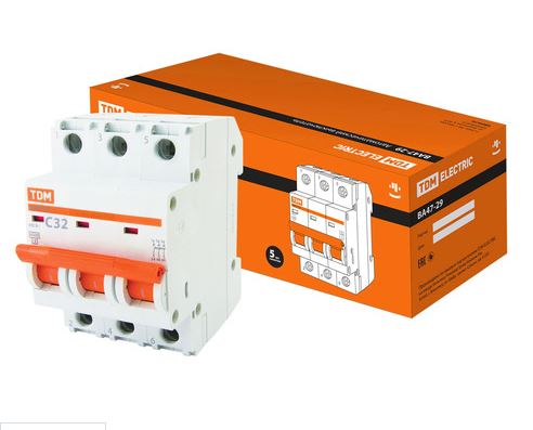 Автоматический выключатель ВА47-29 3Р 32А 4,5кА х-ка С TDM (SQ0206-0112) купить за 840 руб. в Новосибирске