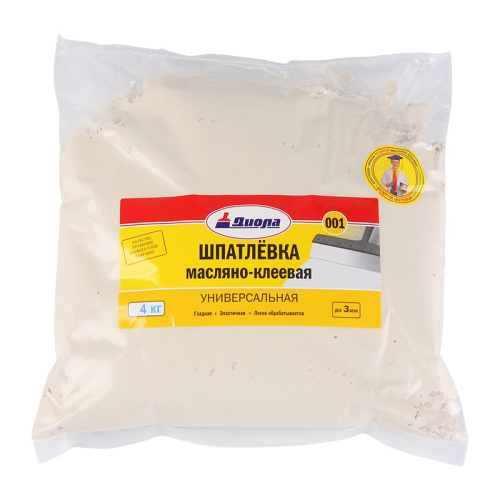 Шпаклёвка масляно-клеевая Диола Д-001 универсальная (4 кг), тов-037477 купить за 342 руб. в Новосибирске