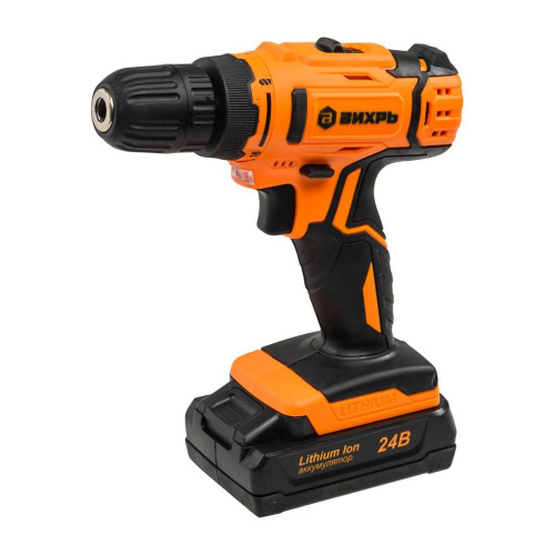 Дрель-шуруповерт аккумуляторная "ВИХРЬ" ДА-24Л-2К (Li-ion, 40Нм) 2 скорости, кейс, 2 аккум. 72/14/18 купить за 6&nbsp;433 руб. в Новосибирске