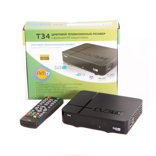 Ресивер эфирный (приставка ТВ) DVB-T2 HD, T34 пластик, дисплей купить за 0 руб. в Новосибирске