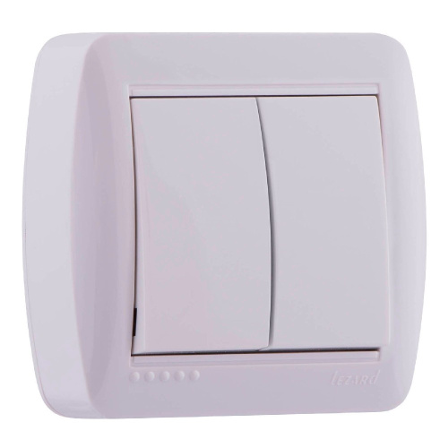 711-0200-101 DEMET Выключатель двойной белый (10шт/120шт) купить за 275 руб. в Новосибирске