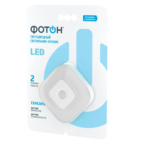 Фонарь-светильник Фотон NB-300A (3хLR03 в комплекте) светильник, LED 0.5 W, датчик движения и освещенности купить за 413 руб. в Новосибирске