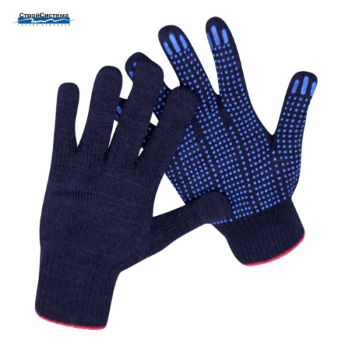 Перчатки трикотажные 10 кл 5ти нитка ПВХ Точка (черный) (1мешок - 200 пар/ упак 10 пар), GL010422 купить за 31 руб. в Новосибирске