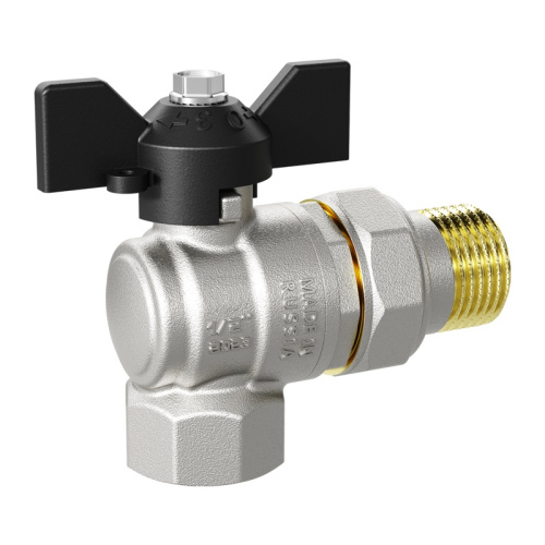 Кран шаровый PN40, 1/2" В-Н, угловой, со сгоном, бабочка, тов-056606 купить за 792 руб. в Новосибирске
