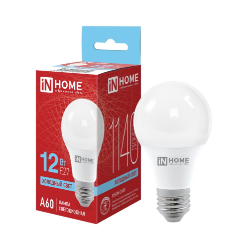 Лампа светодиодная LED-A60-VC 12Вт 230В Е27 6500К 1080Лм IN HOME купить за 109 руб. в Новосибирске