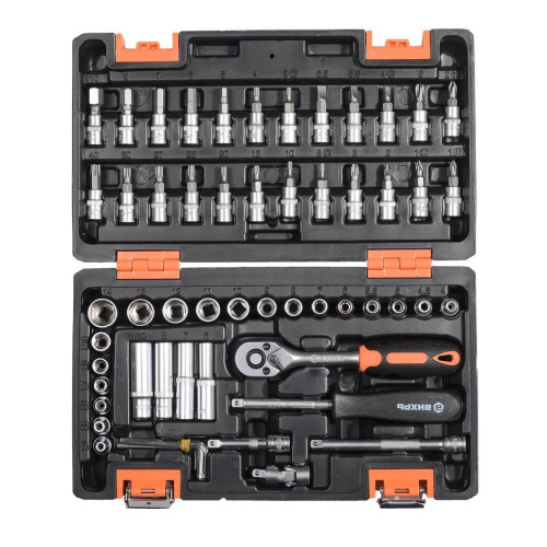 Набор инструментов, 1/4" , CrV, пластиковый кейс 57 предм 73/6/7/2 "ВИХРЬ" купить за 3&nbsp;190 руб. в Новосибирске