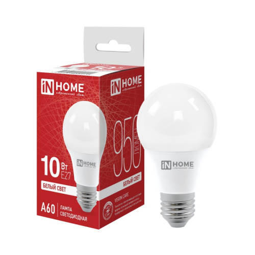 Лампа светодиодная LED-A60-VC 10Вт 230В Е27 4000К 900Лм IN HOME купить за 97 руб. в Новосибирске
